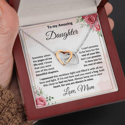 To My Amazing Daughter - I Promise to Love You - Interlocking Hearts Necklace