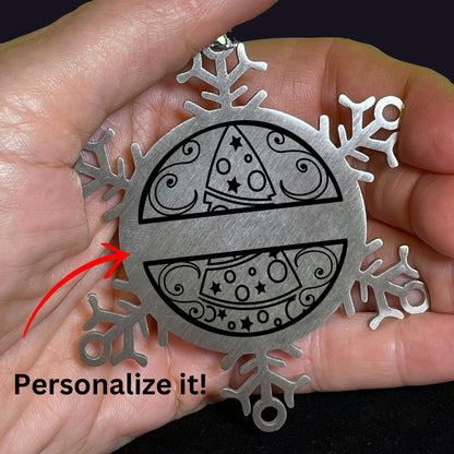 Personalized Family Name Laser Engraved Stainless Steel Snowflake Tree Keepsake Ornament