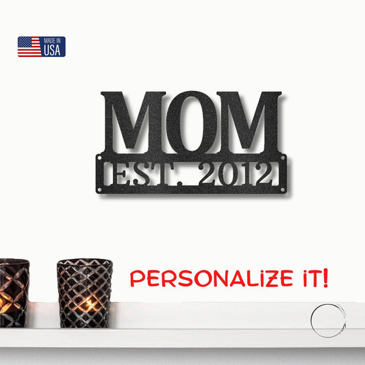 Tribute to Motherhood: Elegant 'MOM' Metal Wall Decor - Mallard Moon Gift Shop