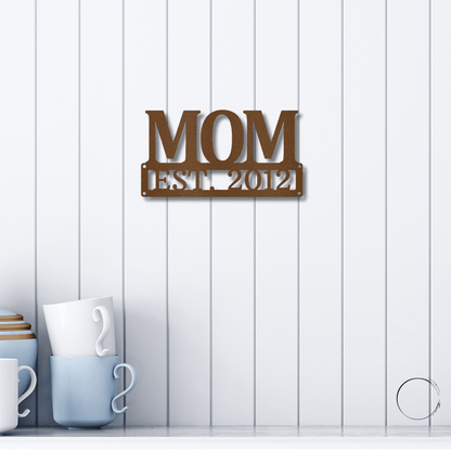 Tribute to Motherhood: Elegant 'MOM' Metal Wall Decor - Mallard Moon Gift Shop