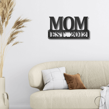 Tribute to Motherhood: Elegant 'MOM' Metal Wall Decor - Mallard Moon Gift Shop