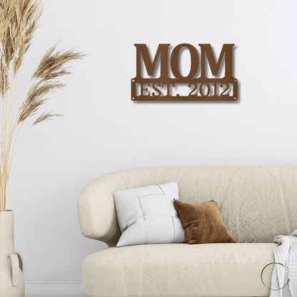 Tribute to Motherhood: Elegant 'MOM' Metal Wall Decor - Mallard Moon Gift Shop