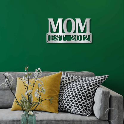 Tribute to Motherhood: Elegant 'MOM' Metal Wall Decor - Mallard Moon Gift Shop