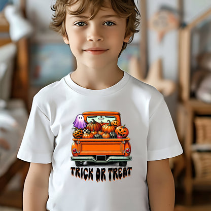 Halloween Trick or Treat Truck of Pumpkins  Youth Tee Shirt