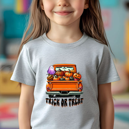 Halloween Trick or Treat Truck of Pumpkins  Youth Tee Shirt