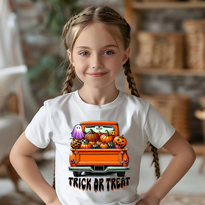 Halloween Trick or Treat Truck of Pumpkins  Youth Tee Shirt