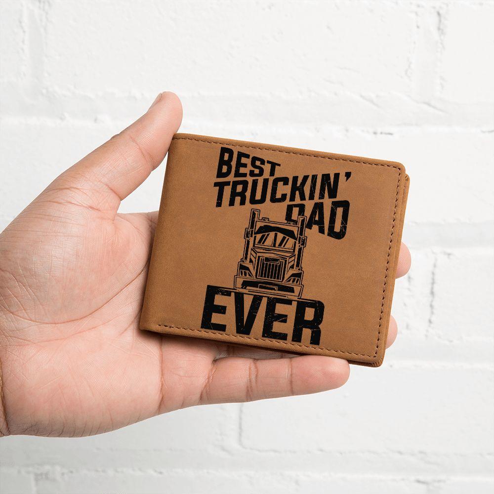 Trucker Dad Handcrafted Custom Leather Wallet - Mallard Moon Gift Shop