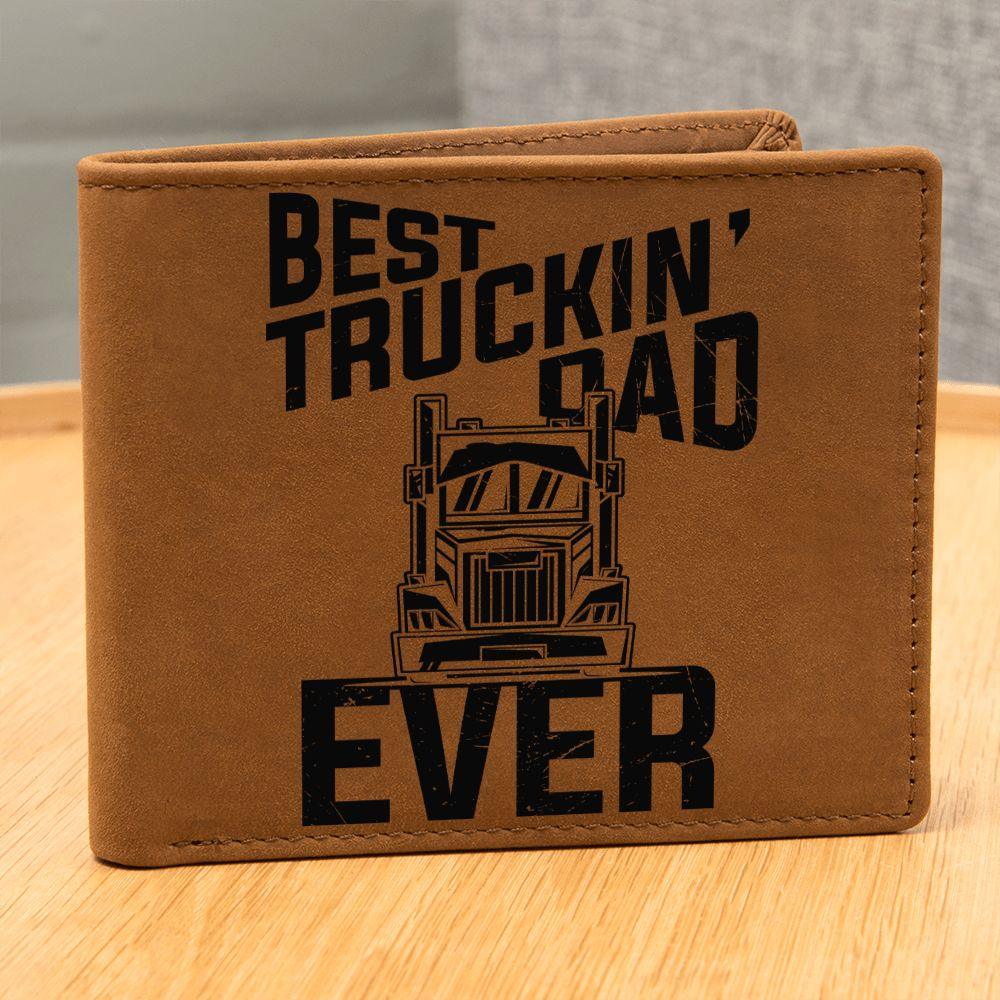 Trucker Dad Handcrafted Custom Leather Wallet - Mallard Moon Gift Shop