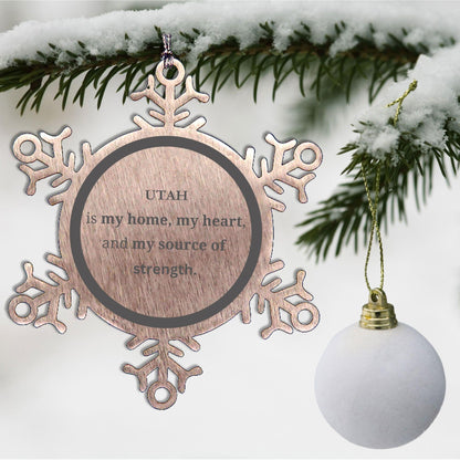 Utah is my home Gifts, Lovely Utah Birthday Christmas Snowflake Ornament For People from Utah, Men, Women, Friends - Mallard Moon Gift Shop