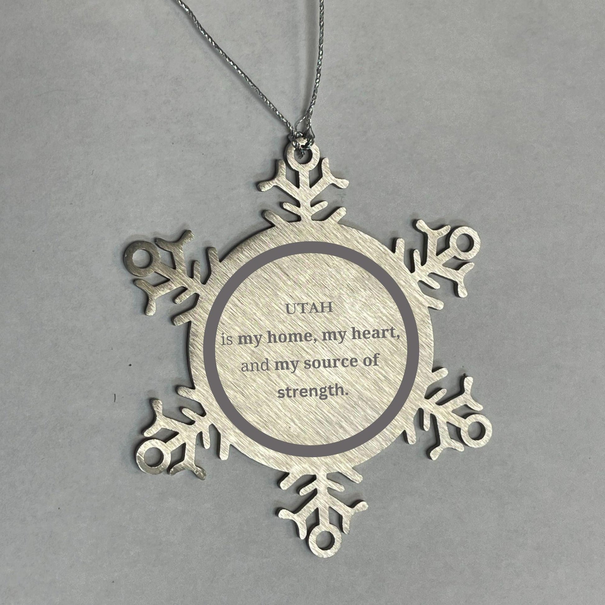 Utah is my home Gifts, Lovely Utah Birthday Christmas Snowflake Ornament For People from Utah, Men, Women, Friends - Mallard Moon Gift Shop