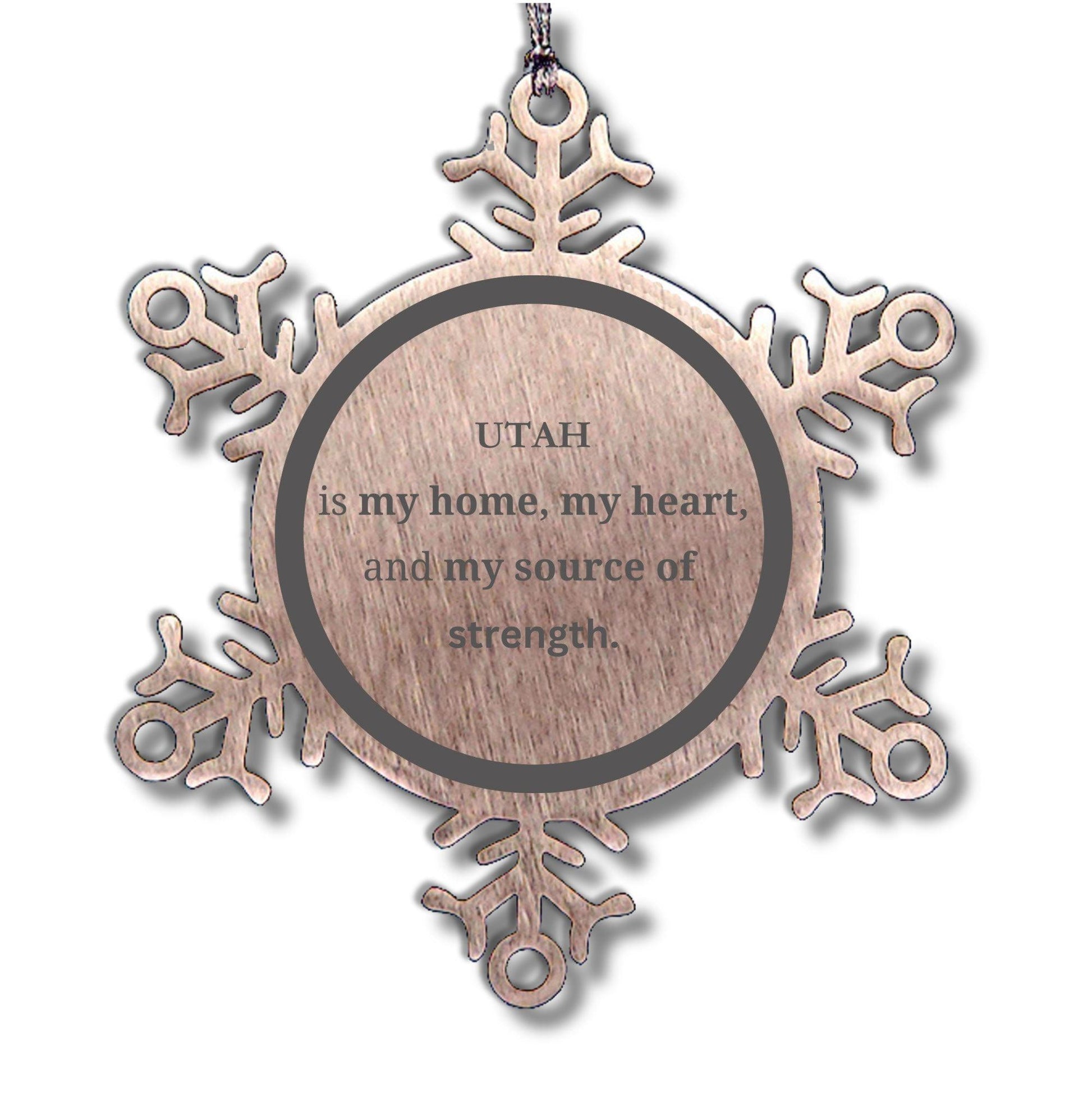 Utah is my home Gifts, Lovely Utah Birthday Christmas Snowflake Ornament For People from Utah, Men, Women, Friends - Mallard Moon Gift Shop