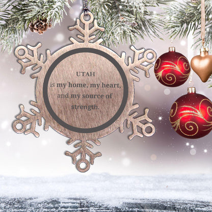 Utah is my home Gifts, Lovely Utah Birthday Christmas Snowflake Ornament For People from Utah, Men, Women, Friends - Mallard Moon Gift Shop