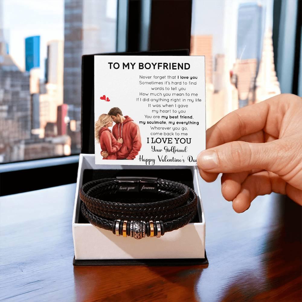 Valentine Gift for Boyfriend - You are my Best Friend, My Soulmate, My Everything Braided Vegan Leather Bracelet - Mallard Moon Gift Shop