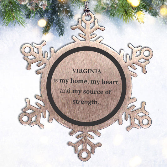 Virginia is my home Gifts, Lovely Virginia Birthday Christmas Snowflake Ornament For People from Virginia, Men, Women, Friends - Mallard Moon Gift Shop