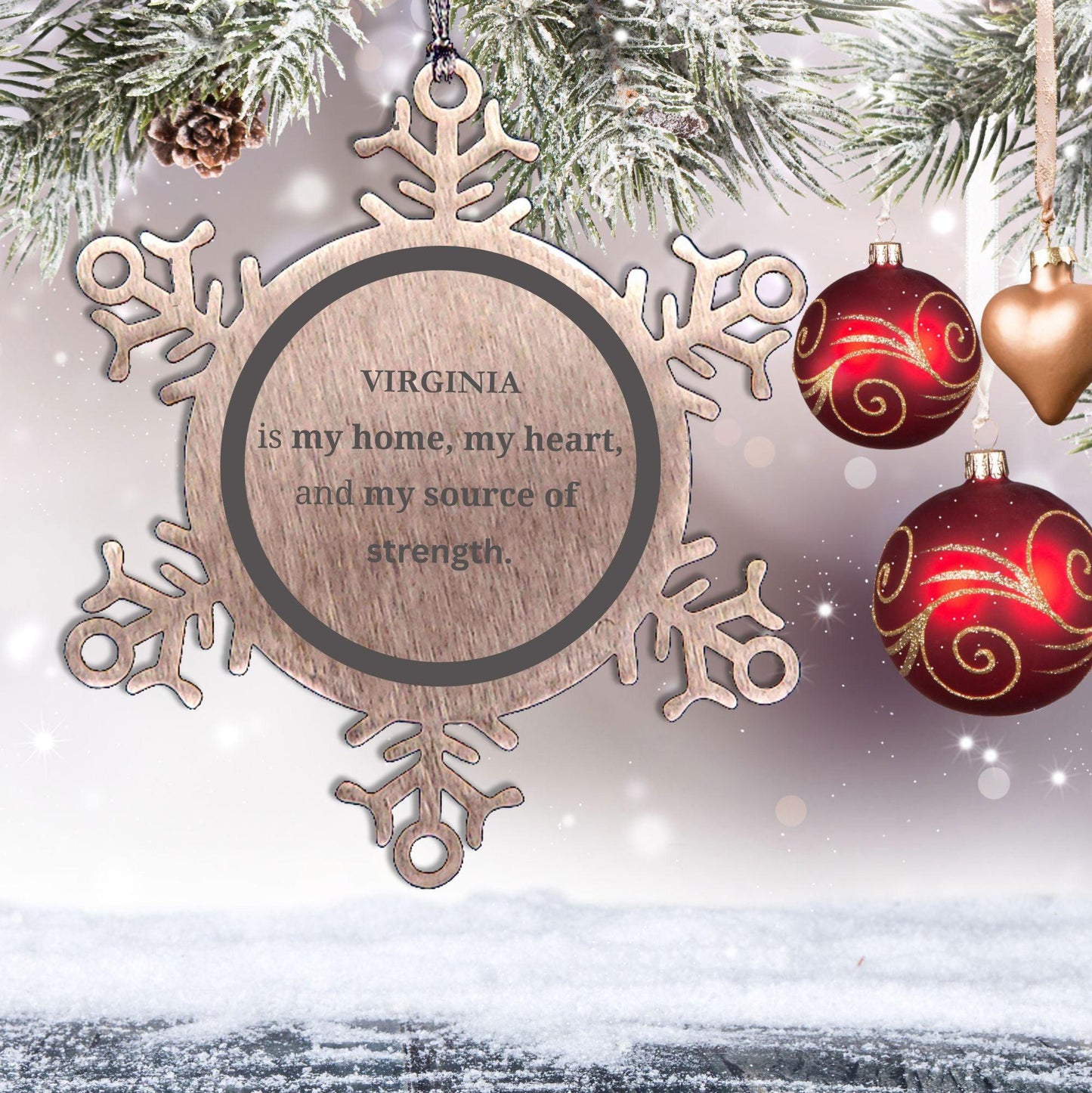 Virginia is my home Gifts, Lovely Virginia Birthday Christmas Snowflake Ornament For People from Virginia, Men, Women, Friends - Mallard Moon Gift Shop