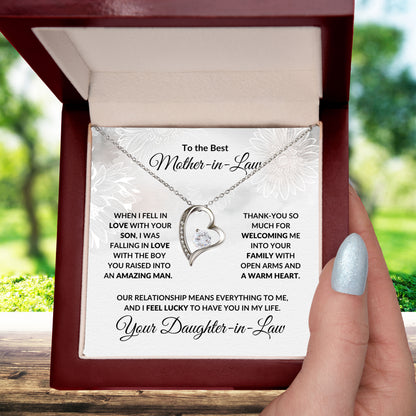 To the Best Mother-in-law from Daughter-in-law Forever Love Heart Pendant Necklace