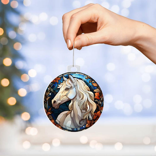 White Horse Acrylic Keepsake Ornament - Mallard Moon Gift Shop