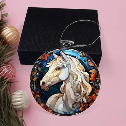 White Horse Acrylic Keepsake Ornament - Mallard Moon Gift Shop