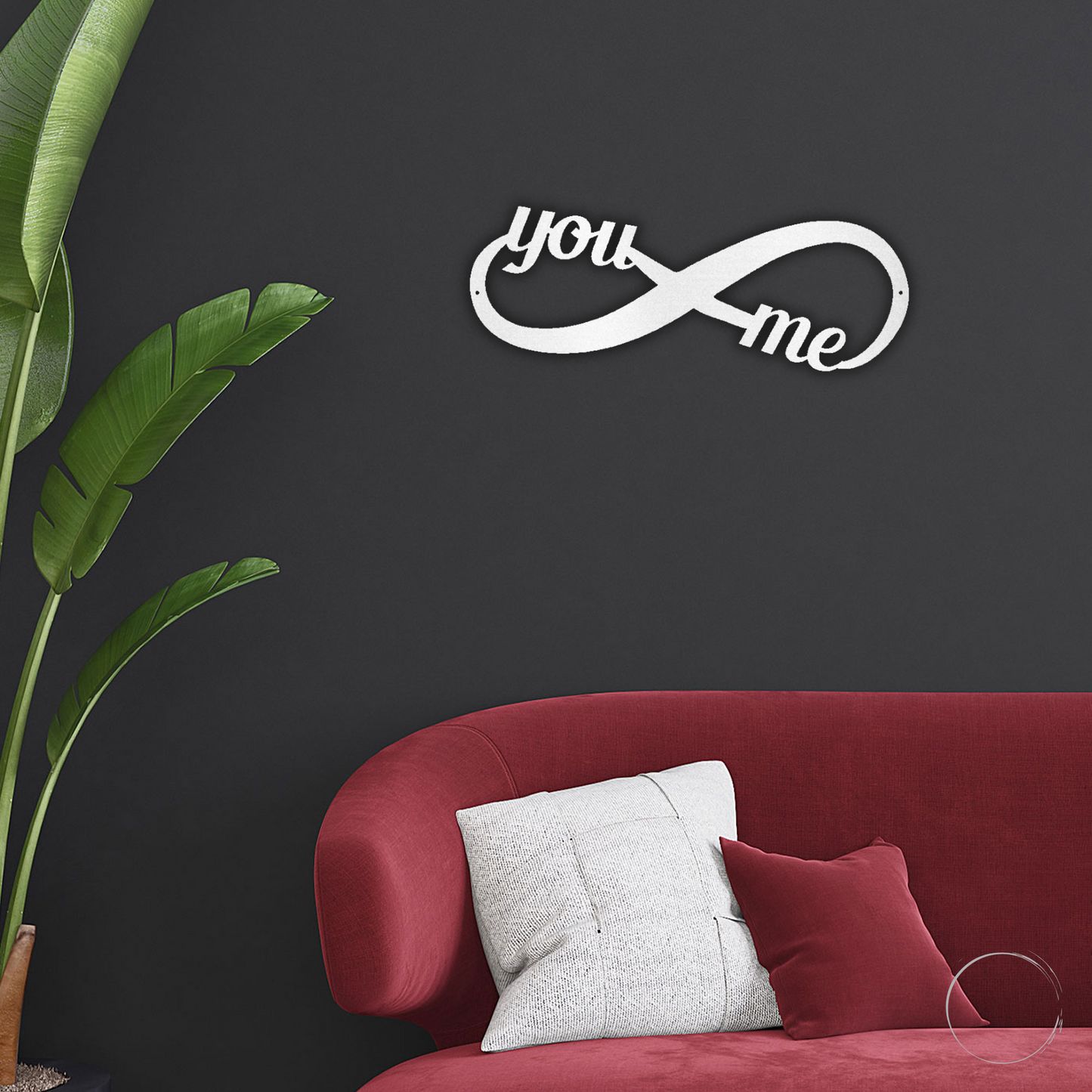 Romantic Home Decor "You & Me" Laser-Cut Infinity Metal Wall Art