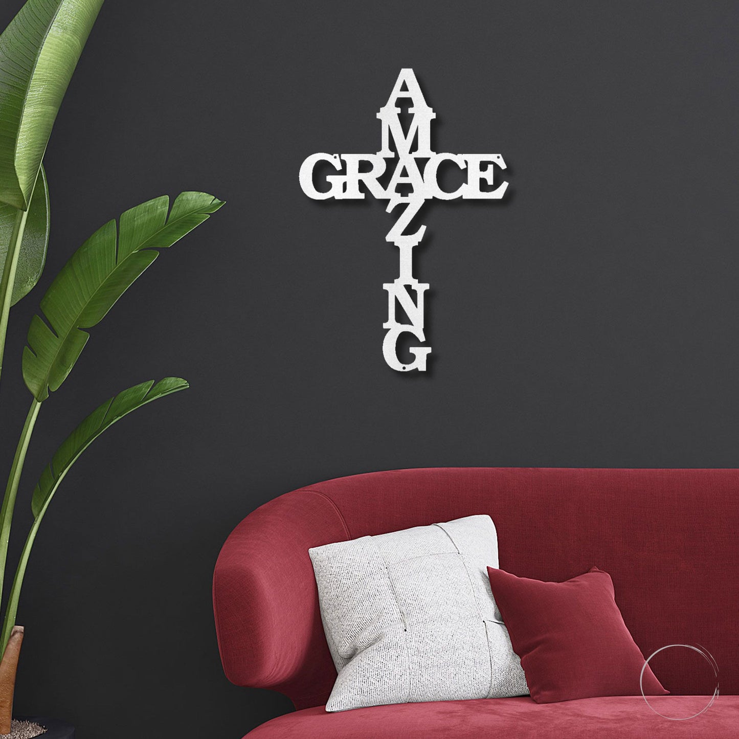 Amazing Grace Cross Metal Art Wall Sign