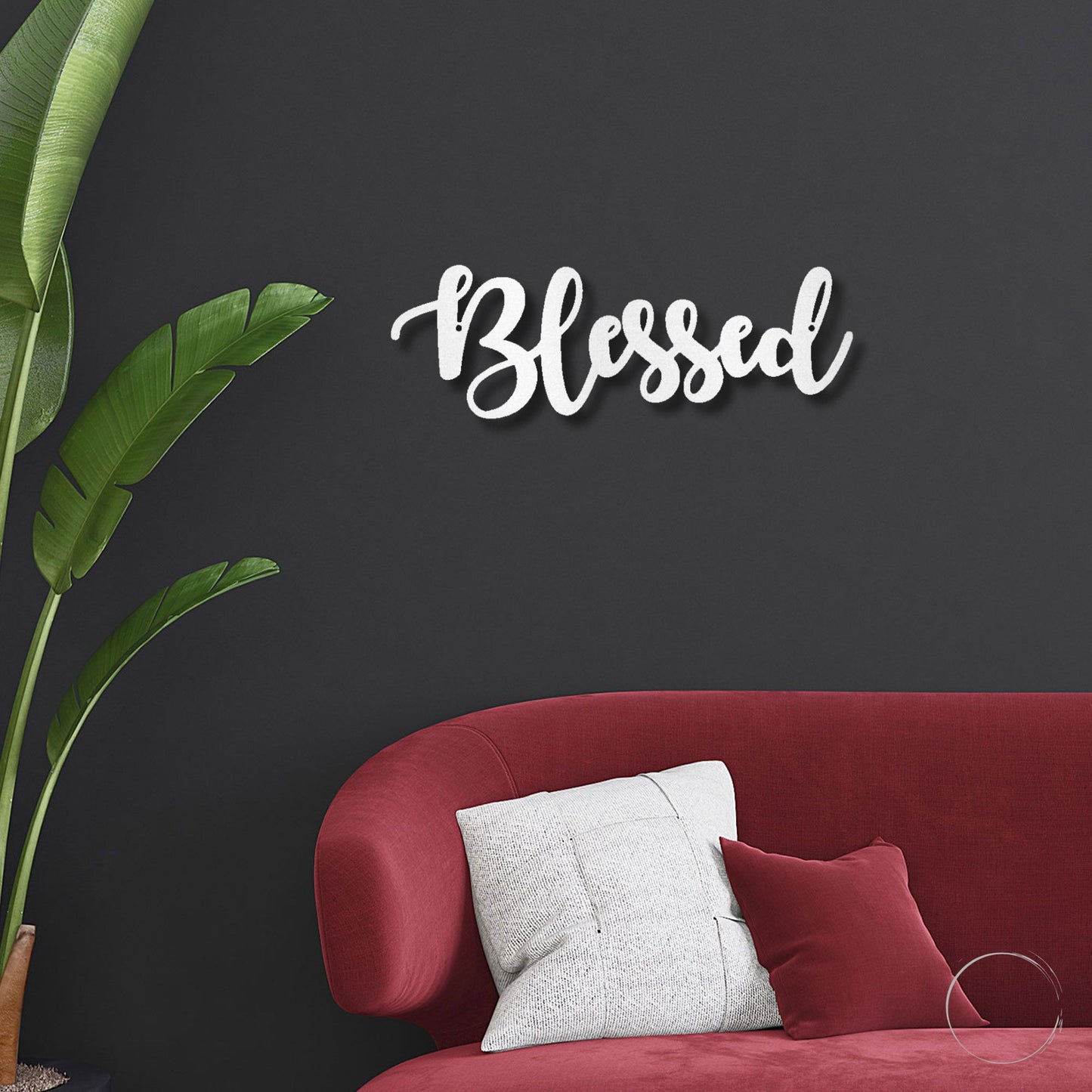 Blessed Word Script Indoor Outdoor Steel Walll Sign