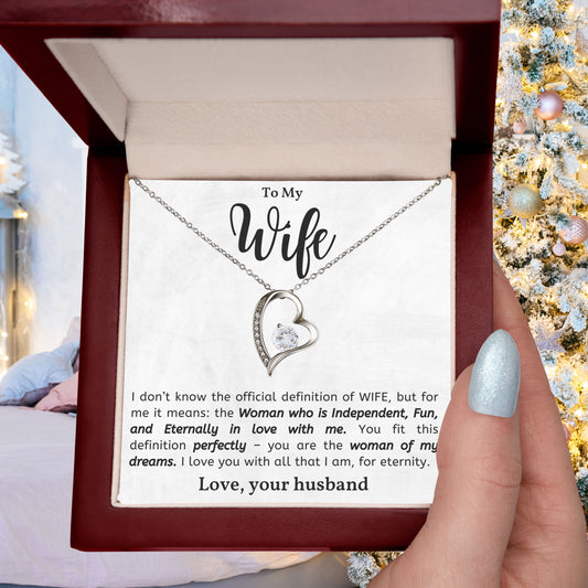 To My Wife - Woman of My Dreams - Forever Love Heart Pendant Necklace