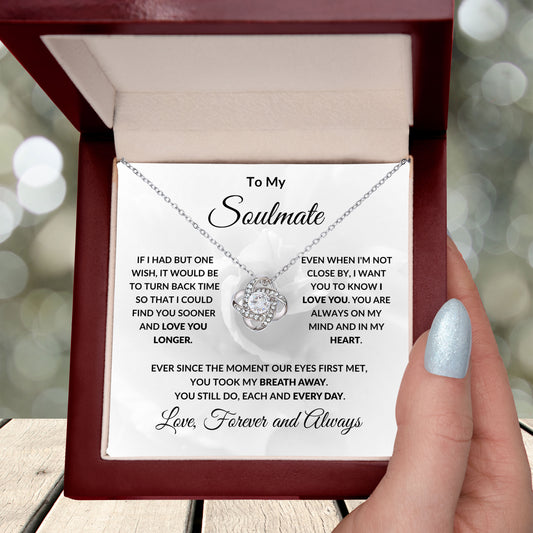 To My Soulmate - Love You Longer - Love Knot Pendant Necklace