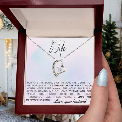To My Wife - Whole of My Heart - Forever Love Heart Pendant Necklace