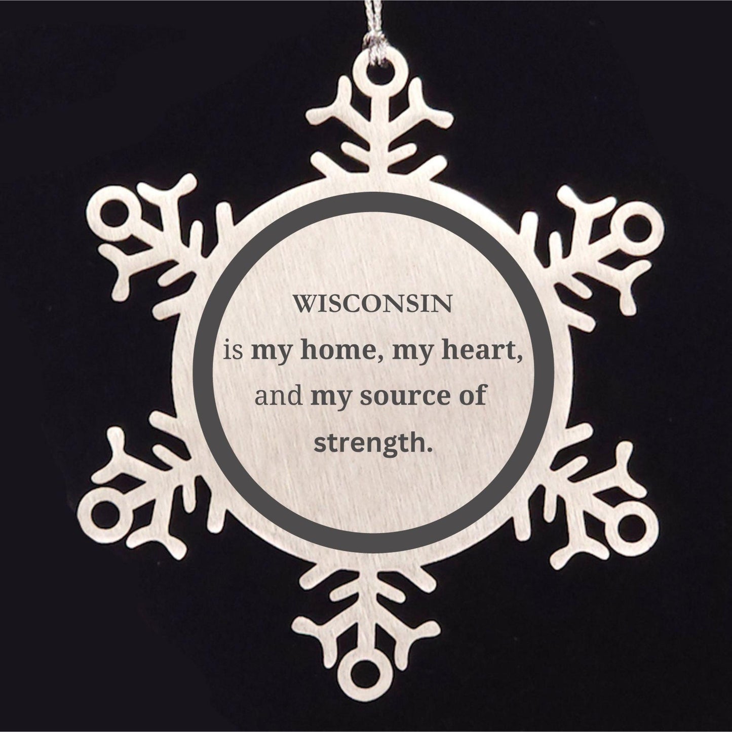 Wisconsin is my home Gifts, Lovely Wisconsin Birthday Christmas Snowflake Ornament For People from Wisconsin, Men, Women, Friends - Mallard Moon Gift Shop
