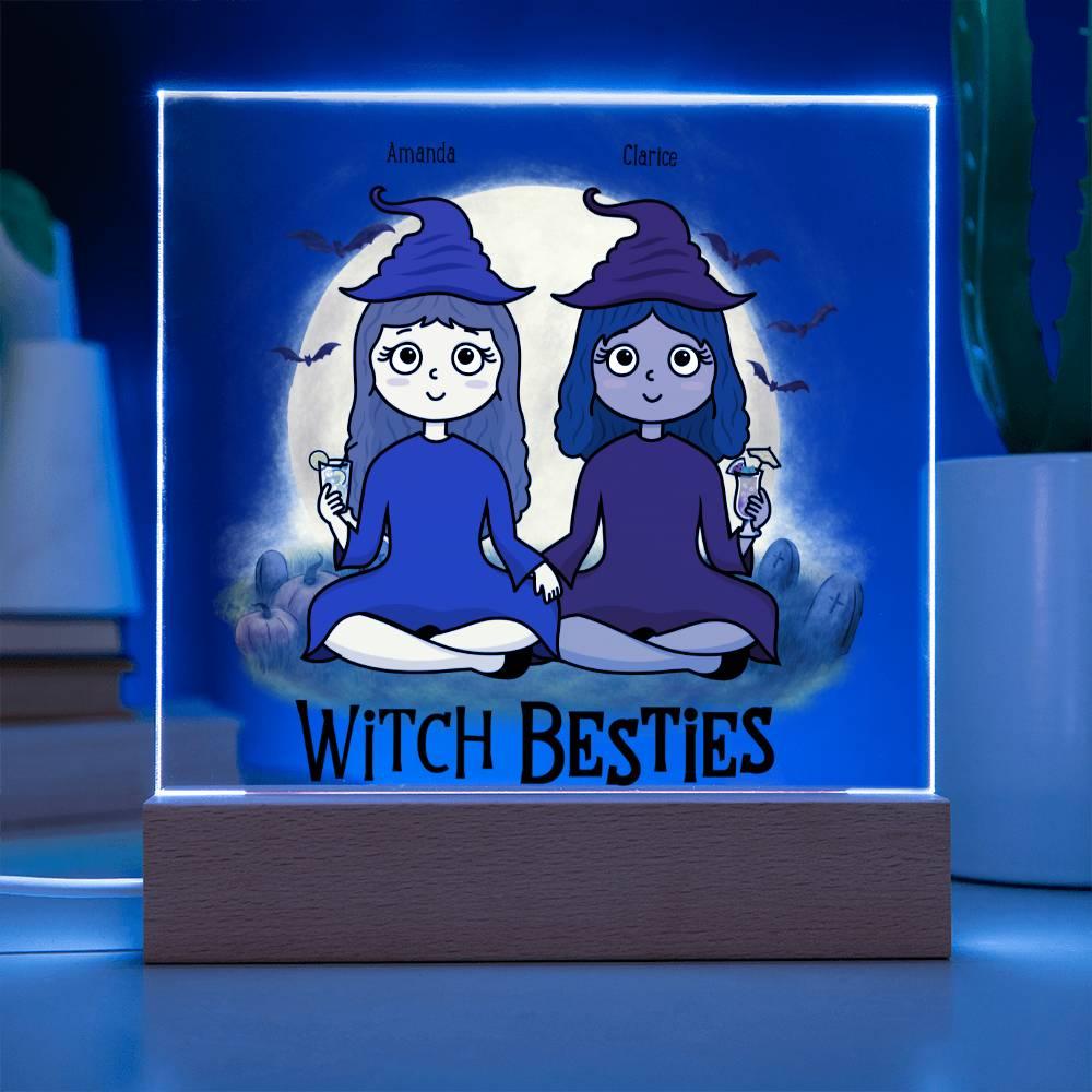 Witch Besties Personalized Best Friends Halloween Acrylic Plaque - Mallard Moon Gift Shop