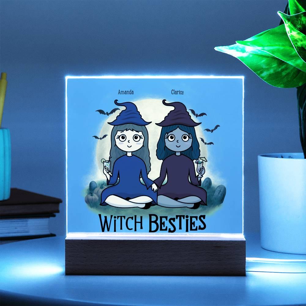 Witch Besties Personalized Best Friends Halloween Acrylic Plaque - Mallard Moon Gift Shop
