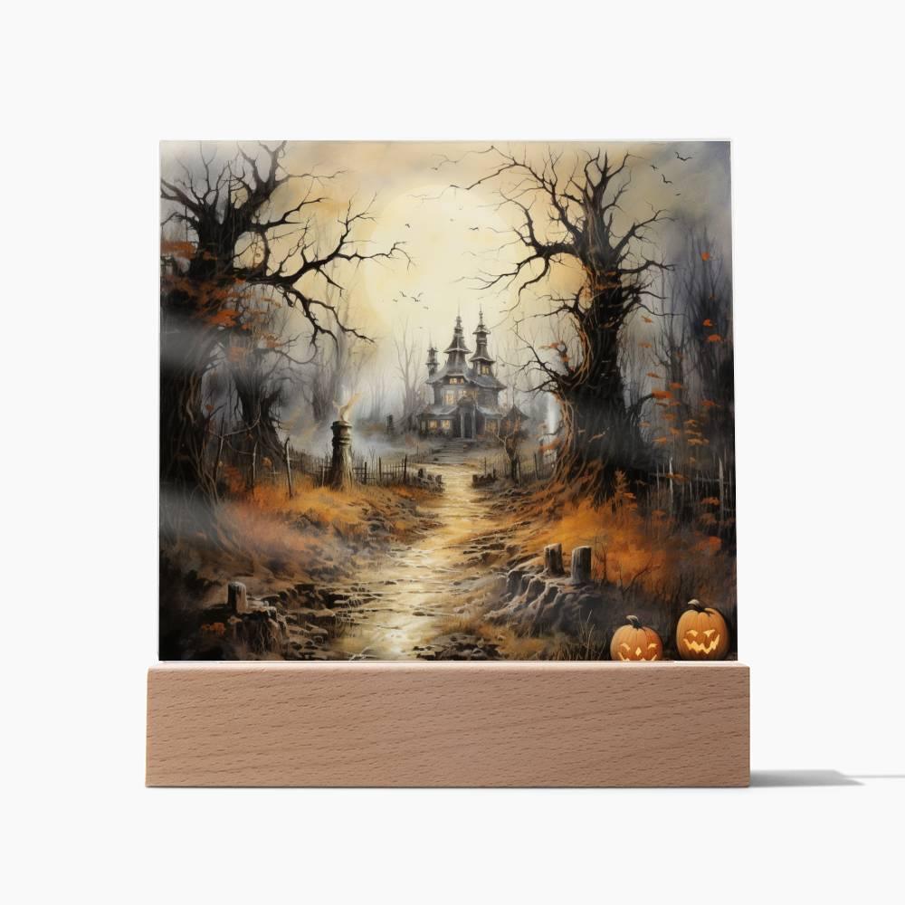 Witching Manor: Halloween's Spooktacular Acrylic Plaque - Mallard Moon Gift Shop