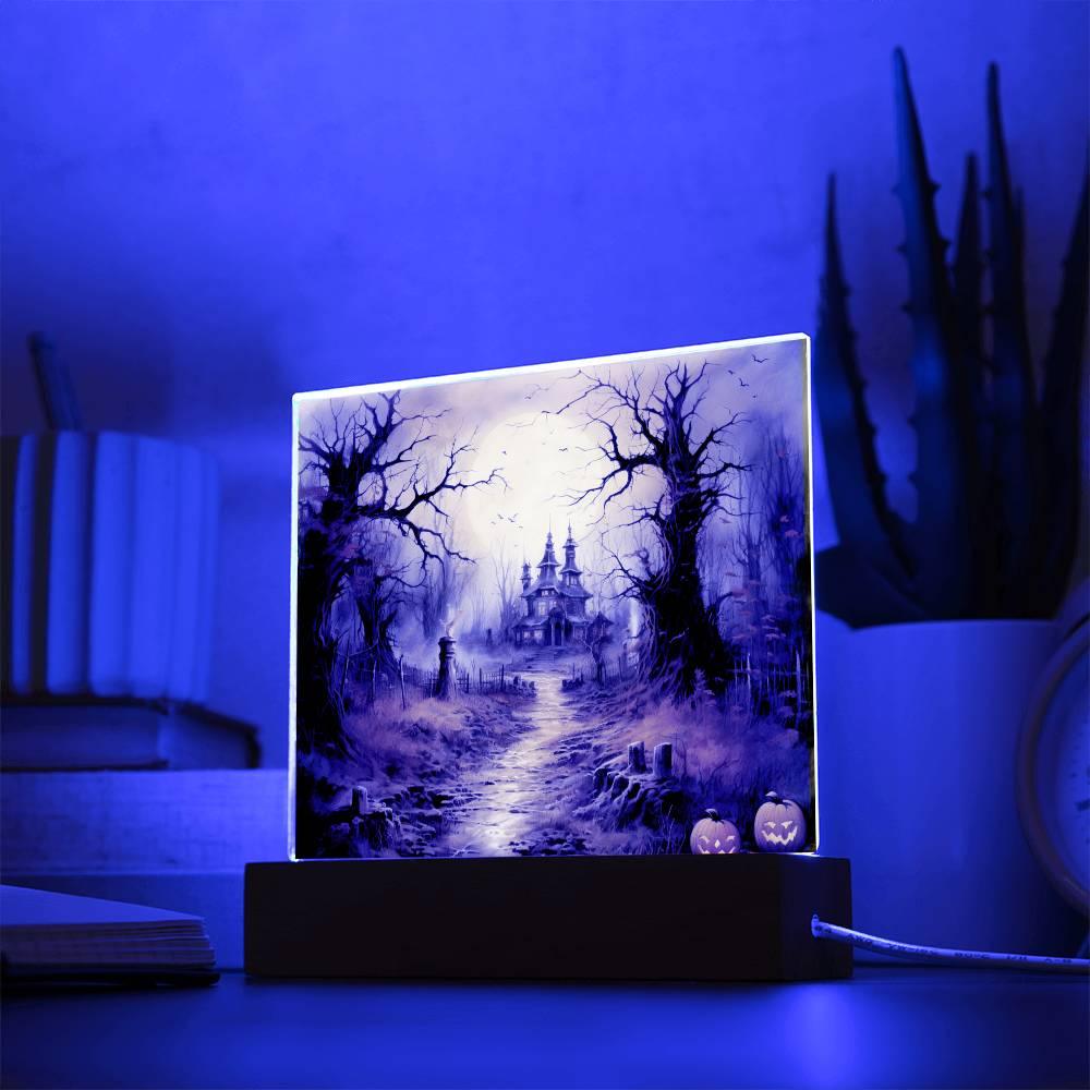 Witching Manor: Halloween's Spooktacular Acrylic Plaque - Mallard Moon Gift Shop