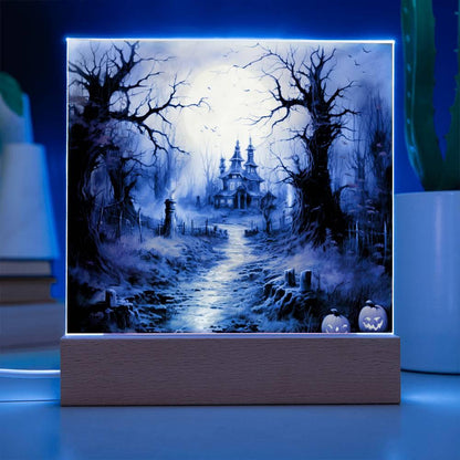 Witching Manor: Halloween's Spooktacular Acrylic Plaque - Mallard Moon Gift Shop