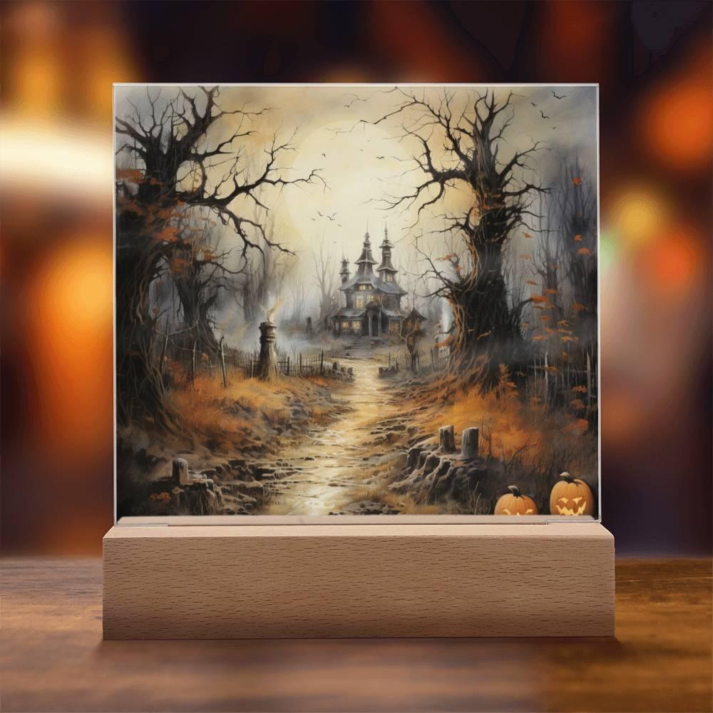 Witching Manor: Halloween's Spooktacular Acrylic Plaque - Mallard Moon Gift Shop