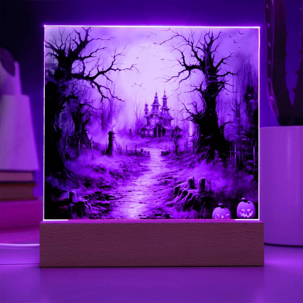 Witching Manor: Halloween's Spooktacular Acrylic Plaque - Mallard Moon Gift Shop