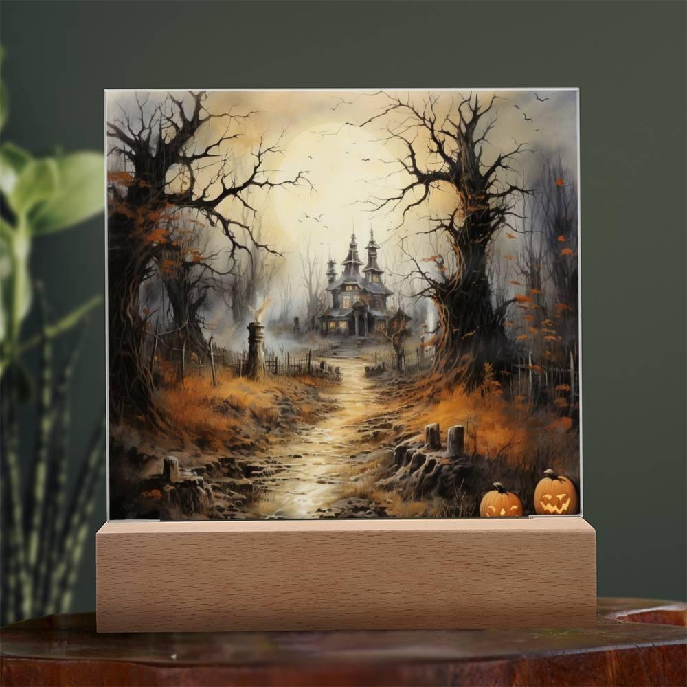 Witching Manor: Halloween's Spooktacular Acrylic Plaque - Mallard Moon Gift Shop