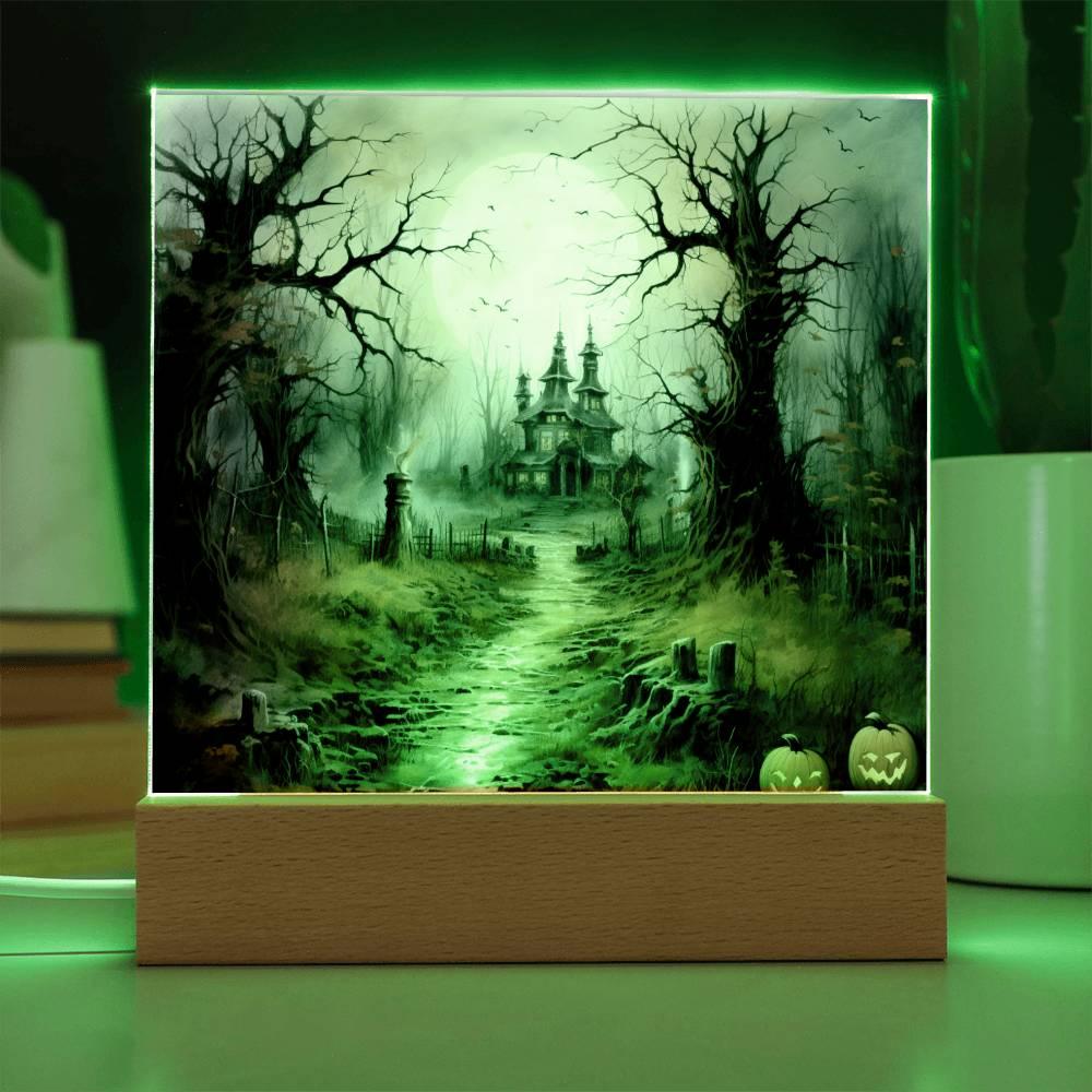 Witching Manor: Halloween's Spooktacular Acrylic Plaque - Mallard Moon Gift Shop