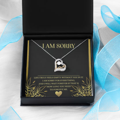 Apology Gift for Girlfriend, Wife, Soulmate - Sorry, Without You - Love Dancing Heart Pendant Necklace