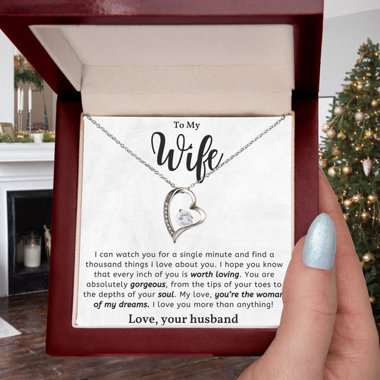 To My Gorgeous Wife Forever Love Heart Pendant Necklace