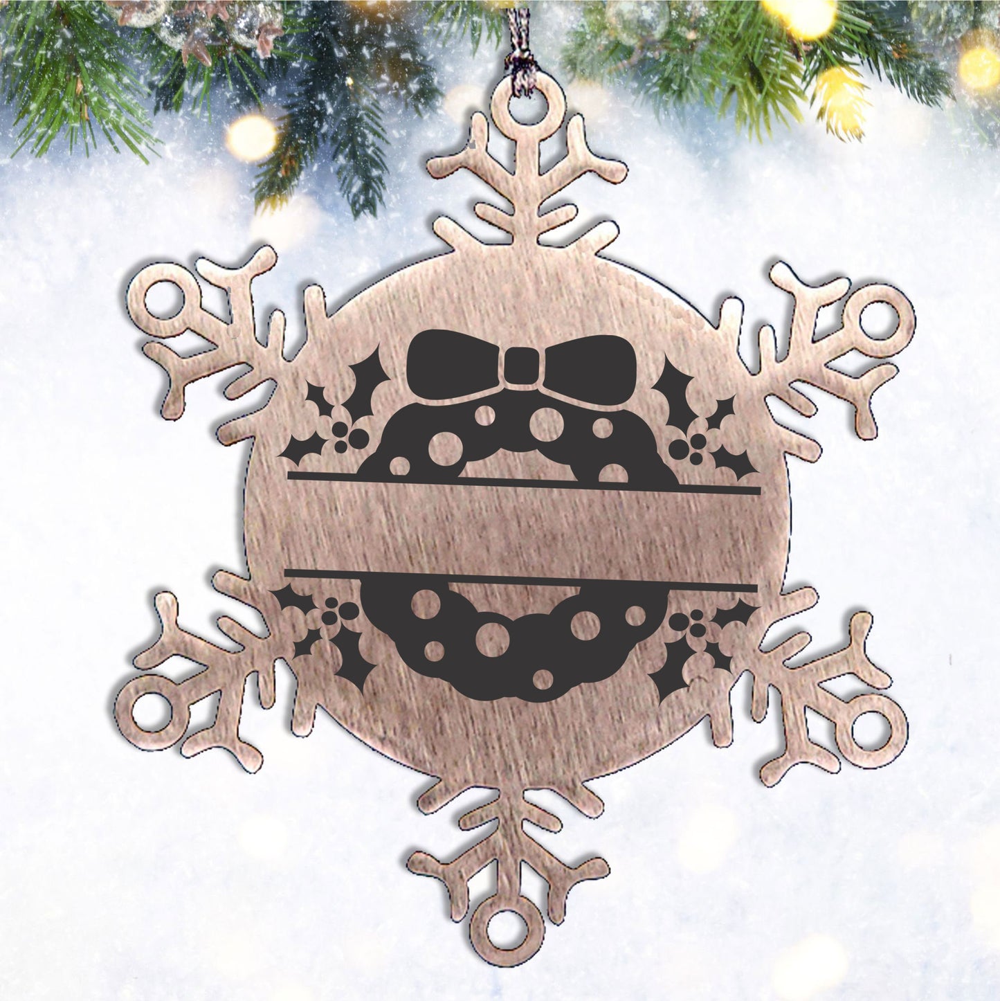 Personalized Christmas Wreath Laser Engraved Tree Ornament