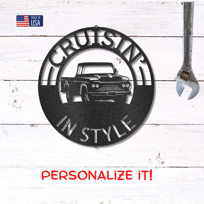 Classic Pickup Truck Personalized Indoor Outdoor Steel Sign Wall Sign
