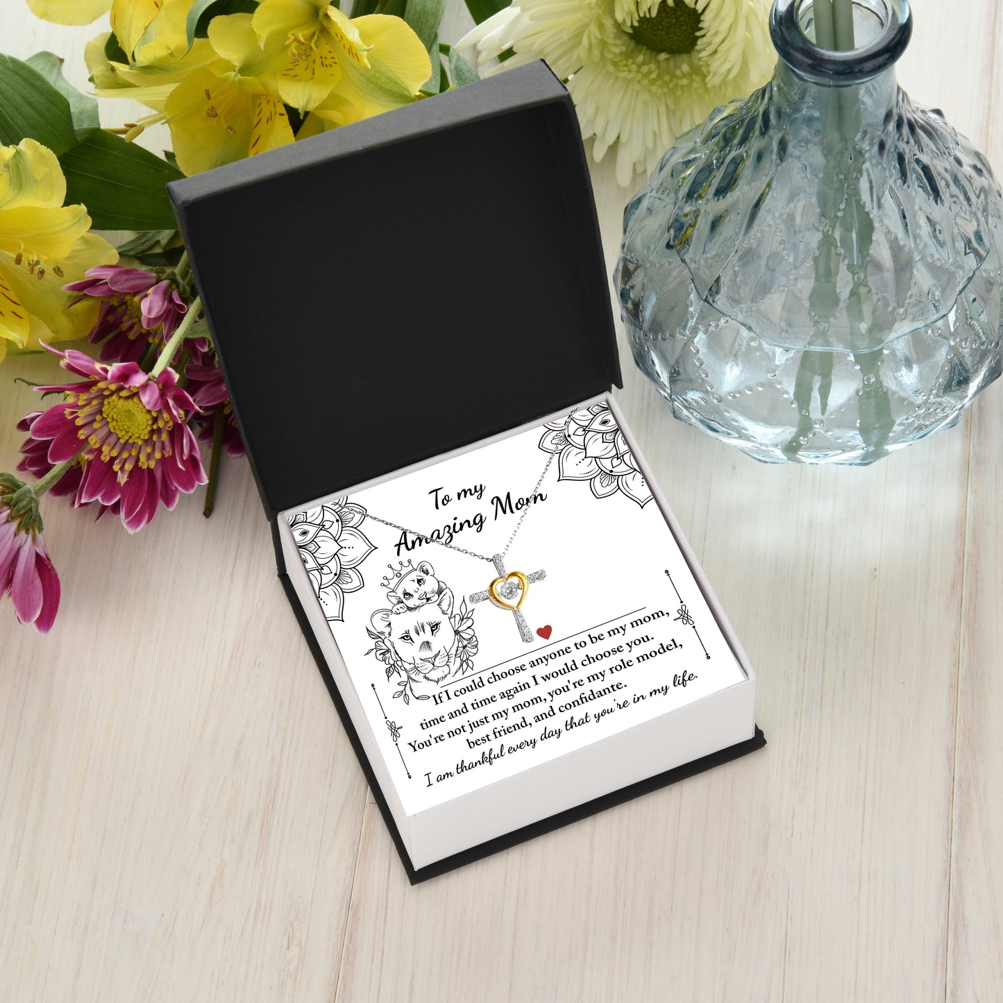 To My Amazing Mom You are my Best Friend, Role Model, and Confidante Cross Pendant Necklace