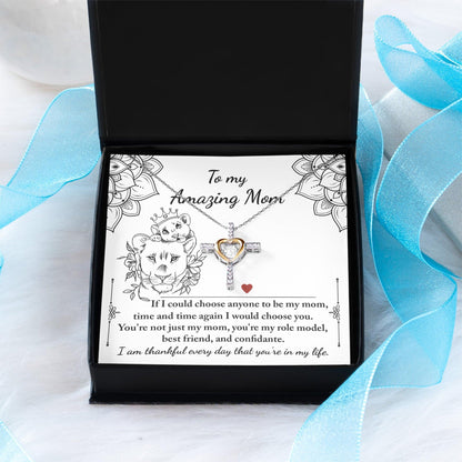 To My Amazing Mom You are my Best Friend, Role Model, and Confidante Cross Pendant Necklace