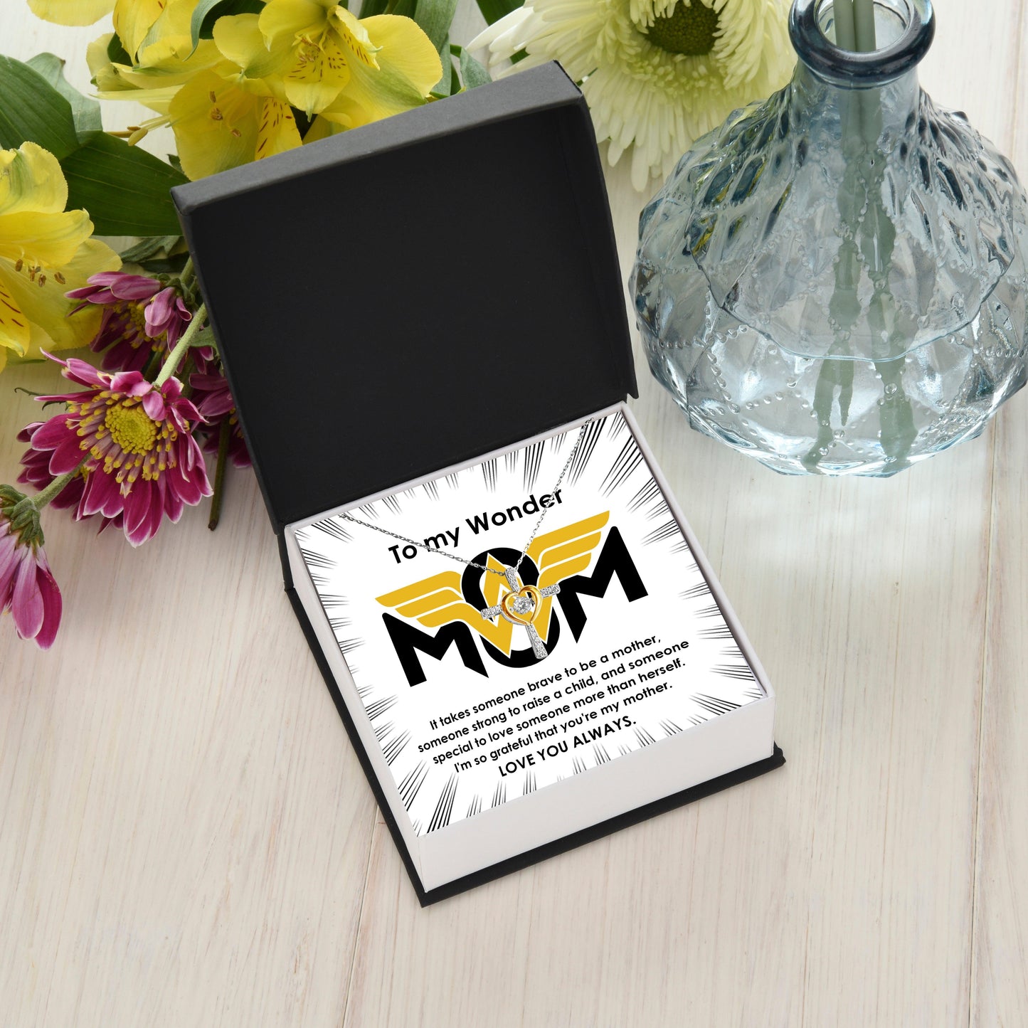 To My Wonder Mom It Take Someone Brave to Be a Mother Cross Pendant Necklace