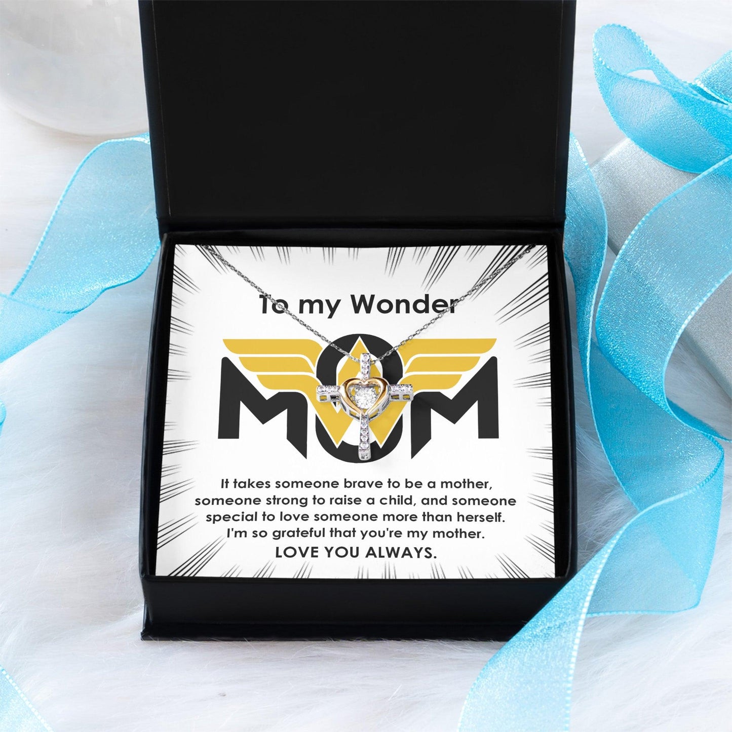 To My Wonder Mom It Take Someone Brave to Be a Mother Cross Pendant Necklace