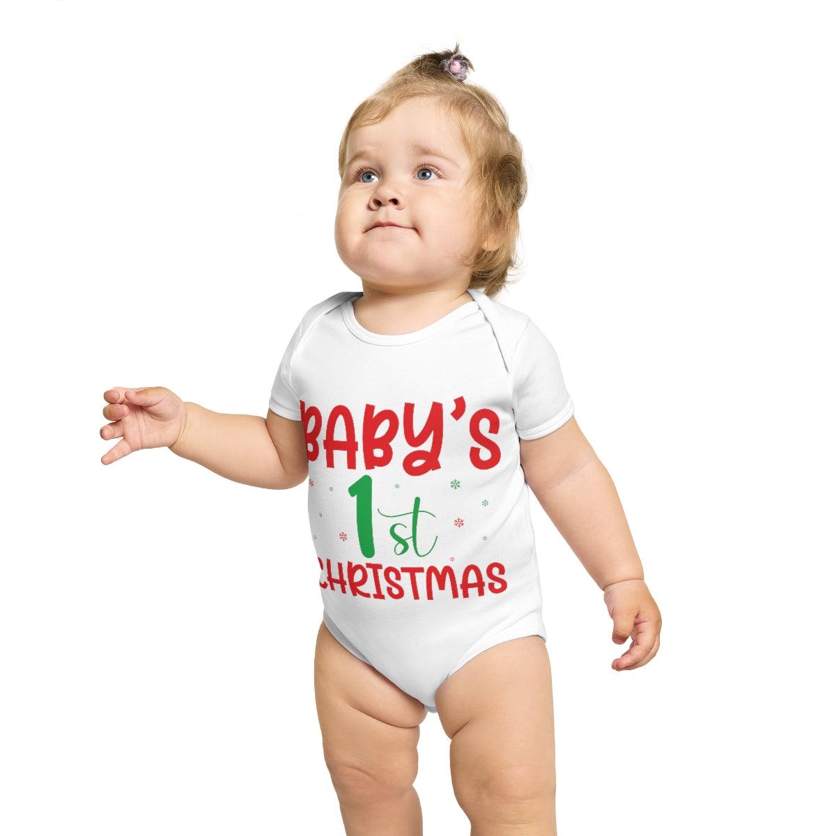 Baby's 1st Christmas Short Sleeve Baby Bodysuit - Mallard Moon Gift Shop