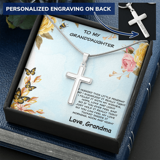 Personalized Granddaughter Cross Pendant Necklace - Mallard Moon Gift Shop