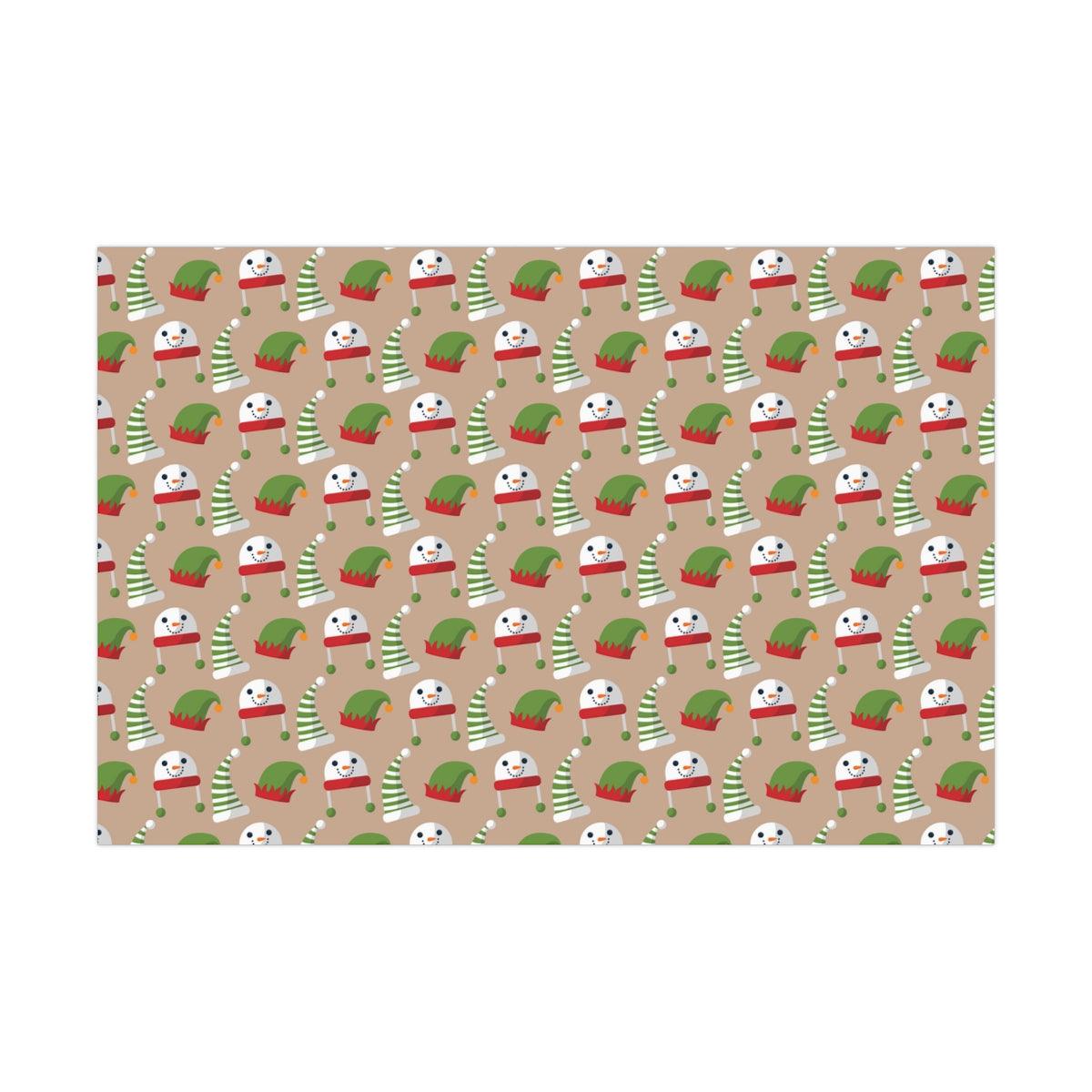 Gift Wrap Papers Snowman and Elf Hats - Mallard Moon Gift Shop