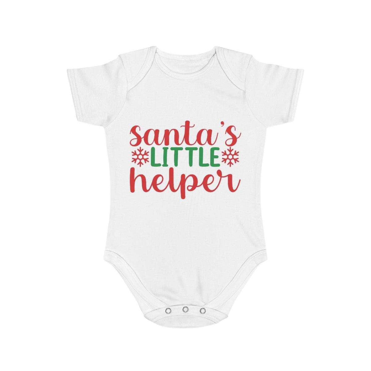 Santa's Little Helper Short Sleeve Baby Bodysuit - Mallard Moon Gift Shop